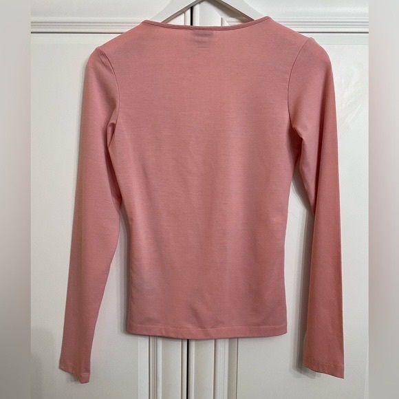 Digital Stretch Womens Sz Small Elegant Pink Lace-Trimmed Long Sleeve Top - Picture 7 of 11